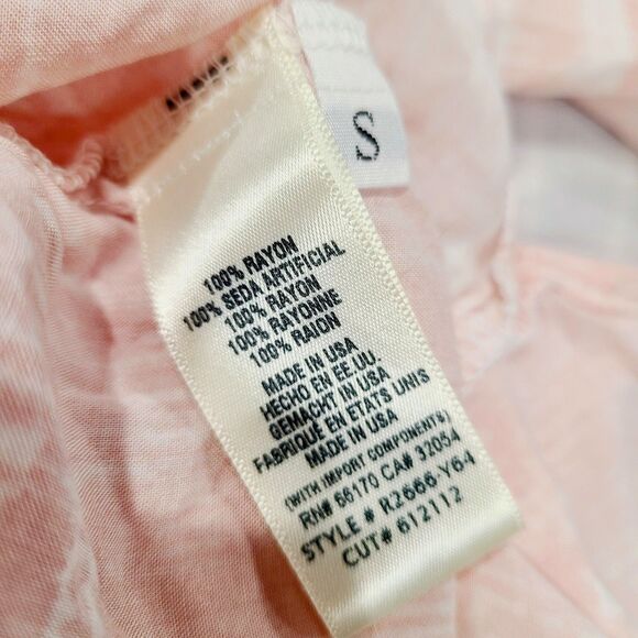 NEW Cloth & Stone Anthro Top S Pink White Lightweight Button-Front V-Neck Blouse - Picture 8 of 11